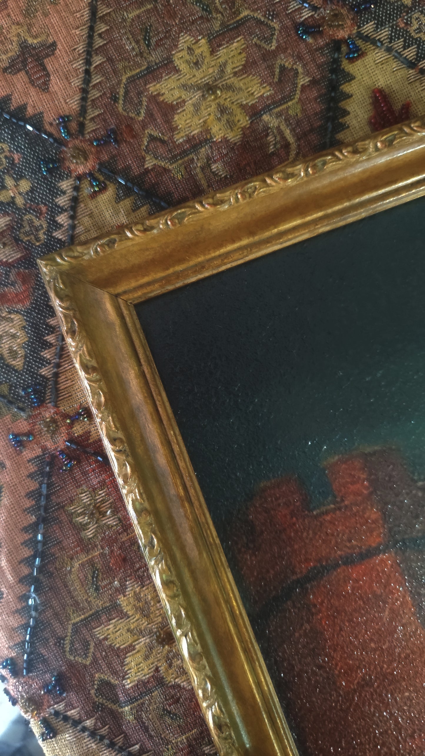 (2) Large Castle Painting in Antique Frame