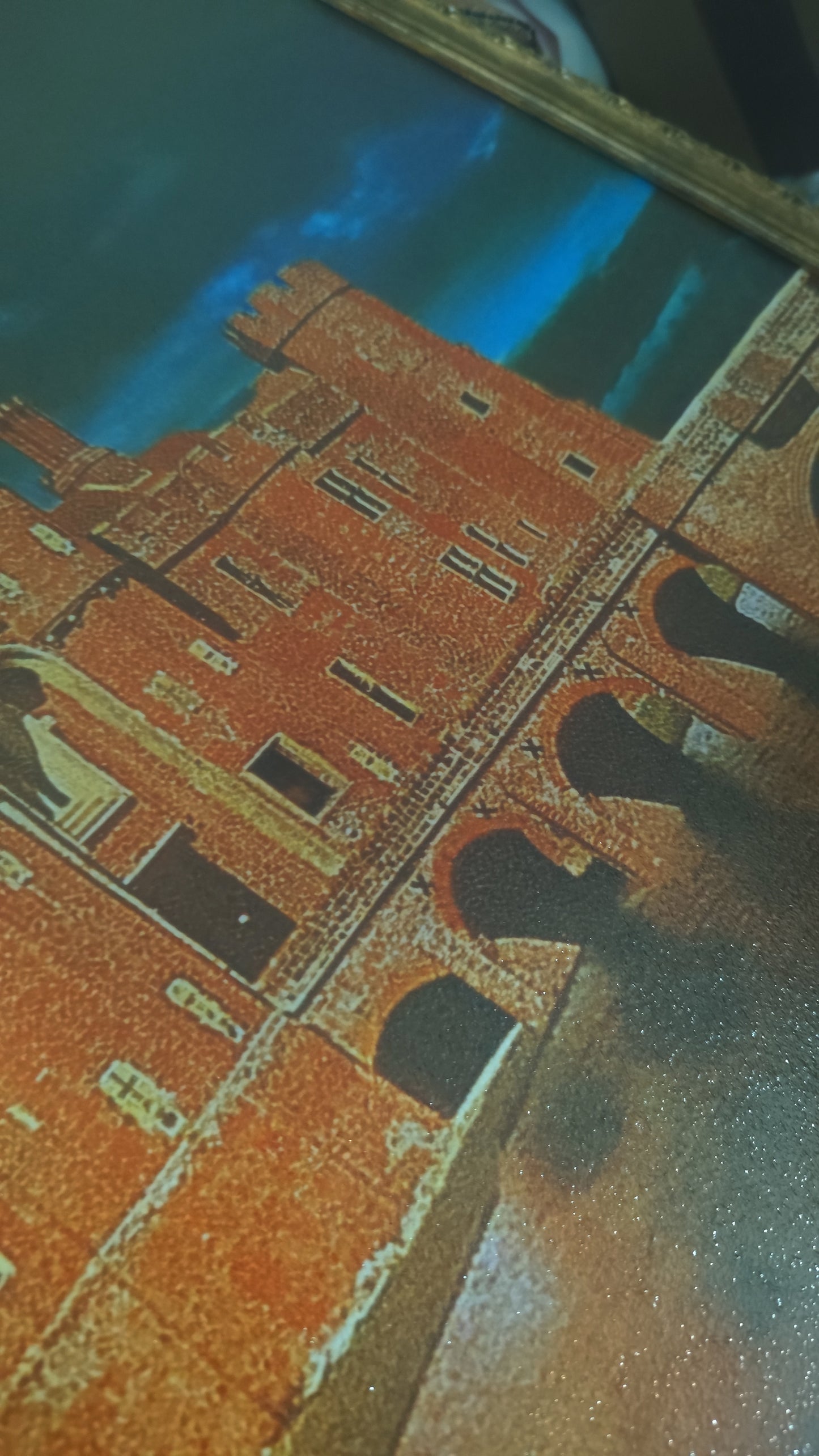 (2) Large Castle Painting in Antique Frame