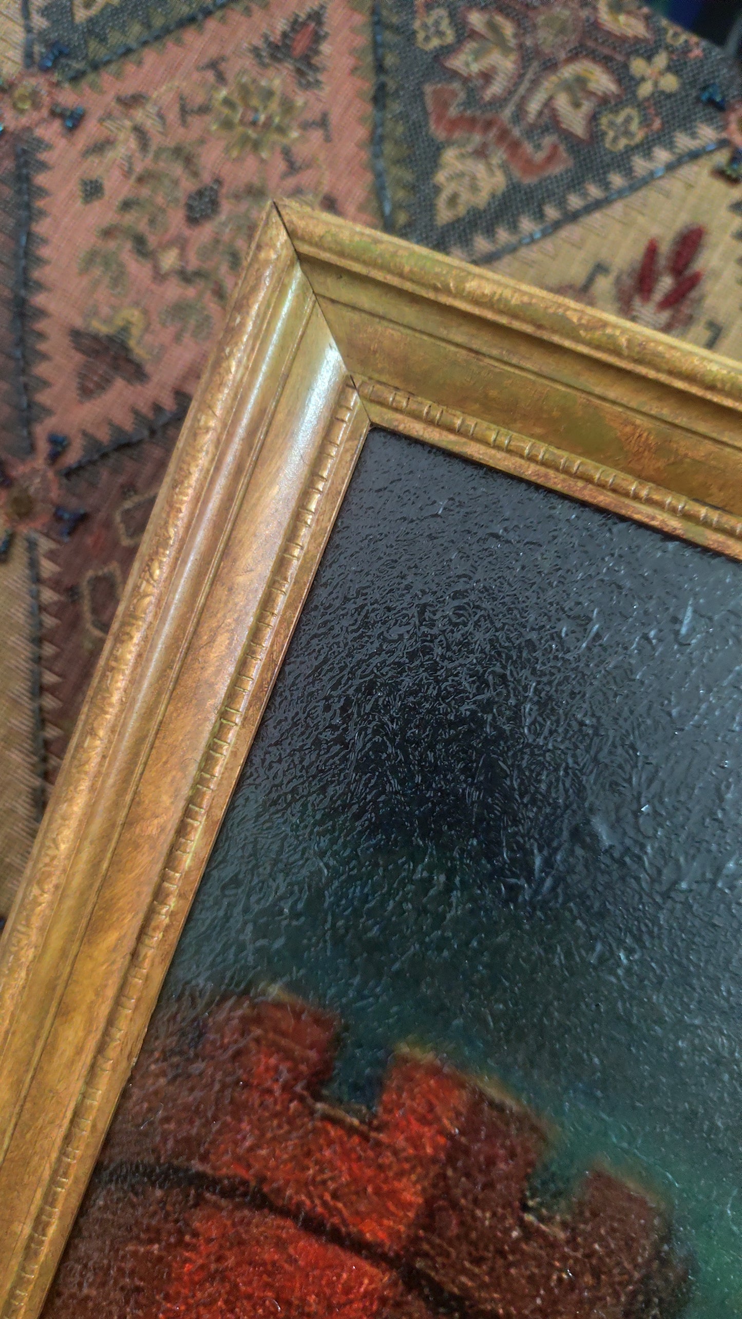 (3) Large Castle Painting in Antique Frame