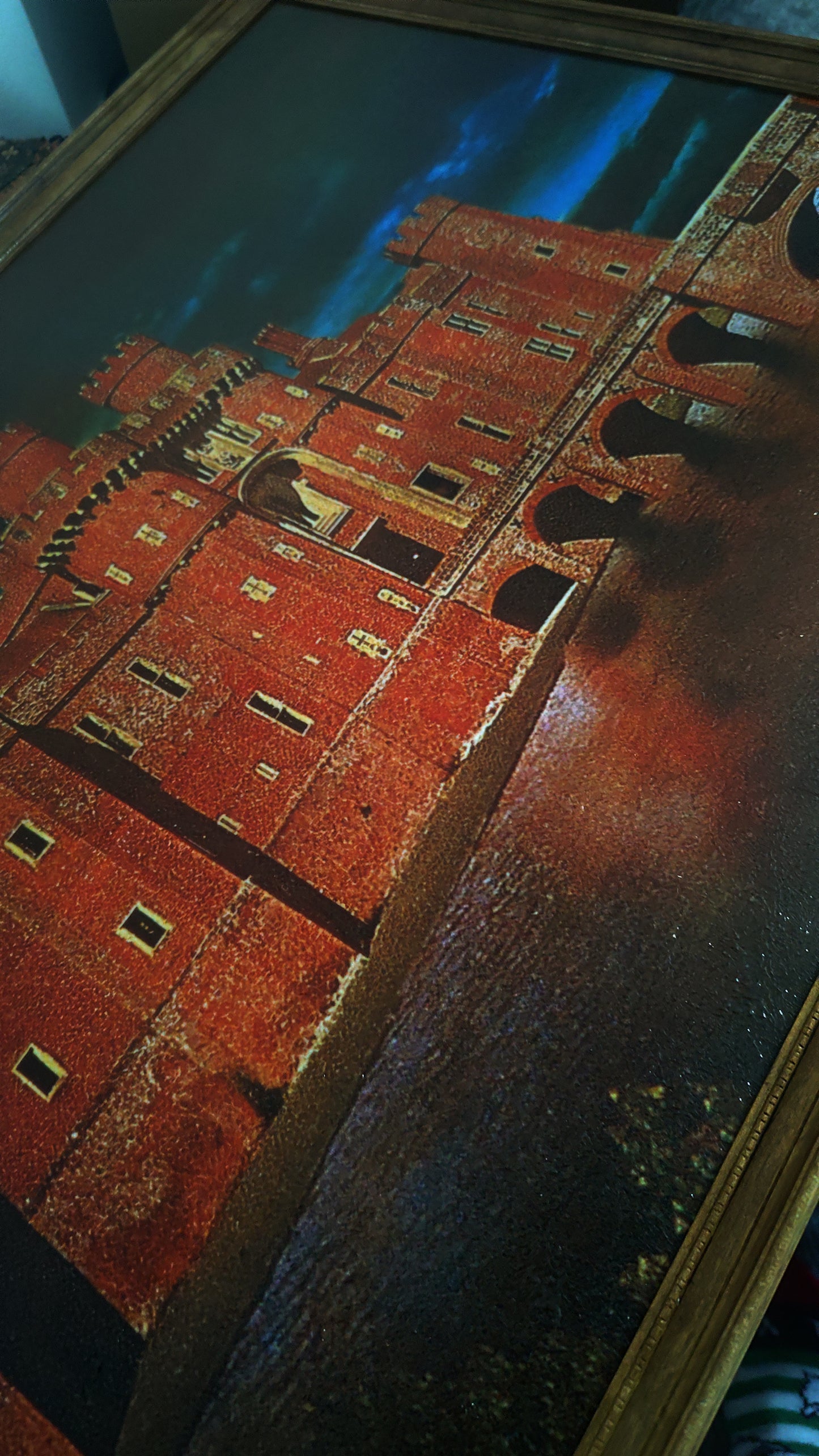 (2) Large Castle Painting in Antique Frame