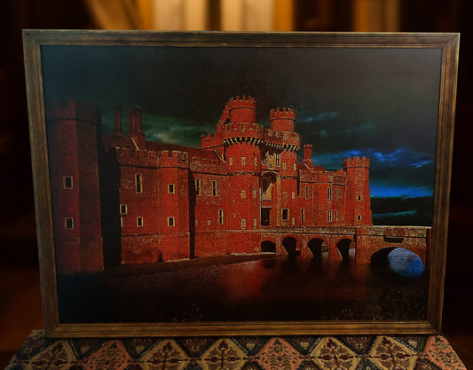 (3) Large Castle Painting in Antique Frame