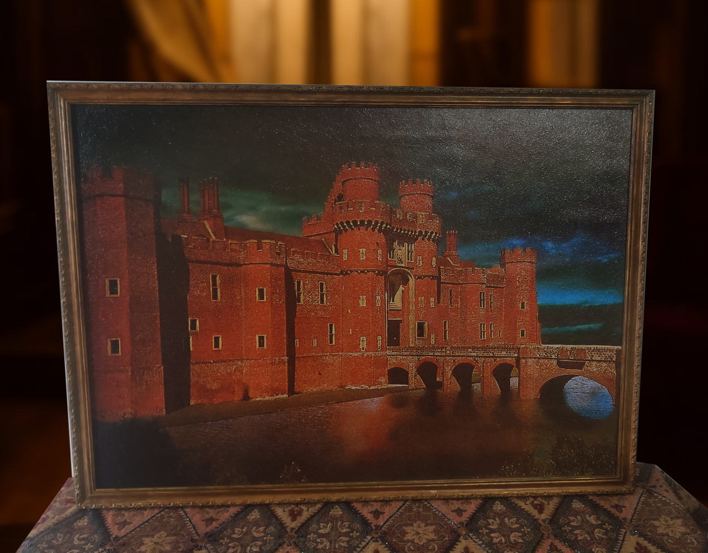 (2) Large Castle Painting in Antique Frame