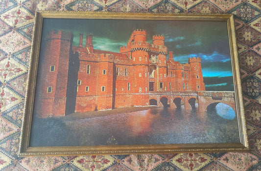 (3) Large Castle Painting in Antique Style Frame