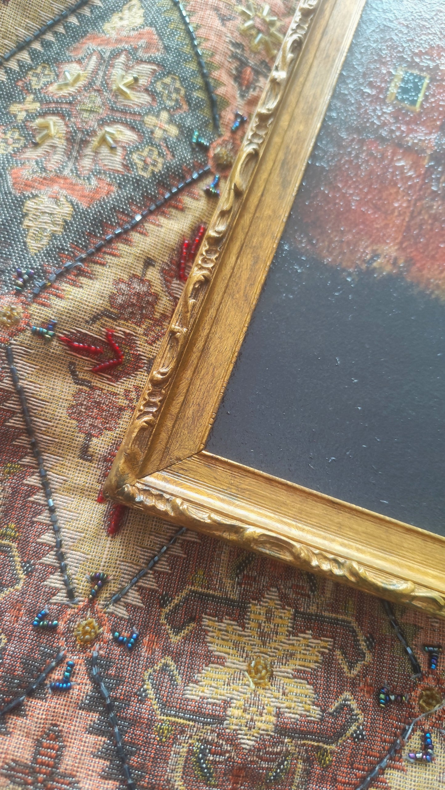(1) Large Castle Painting in Antique Frame