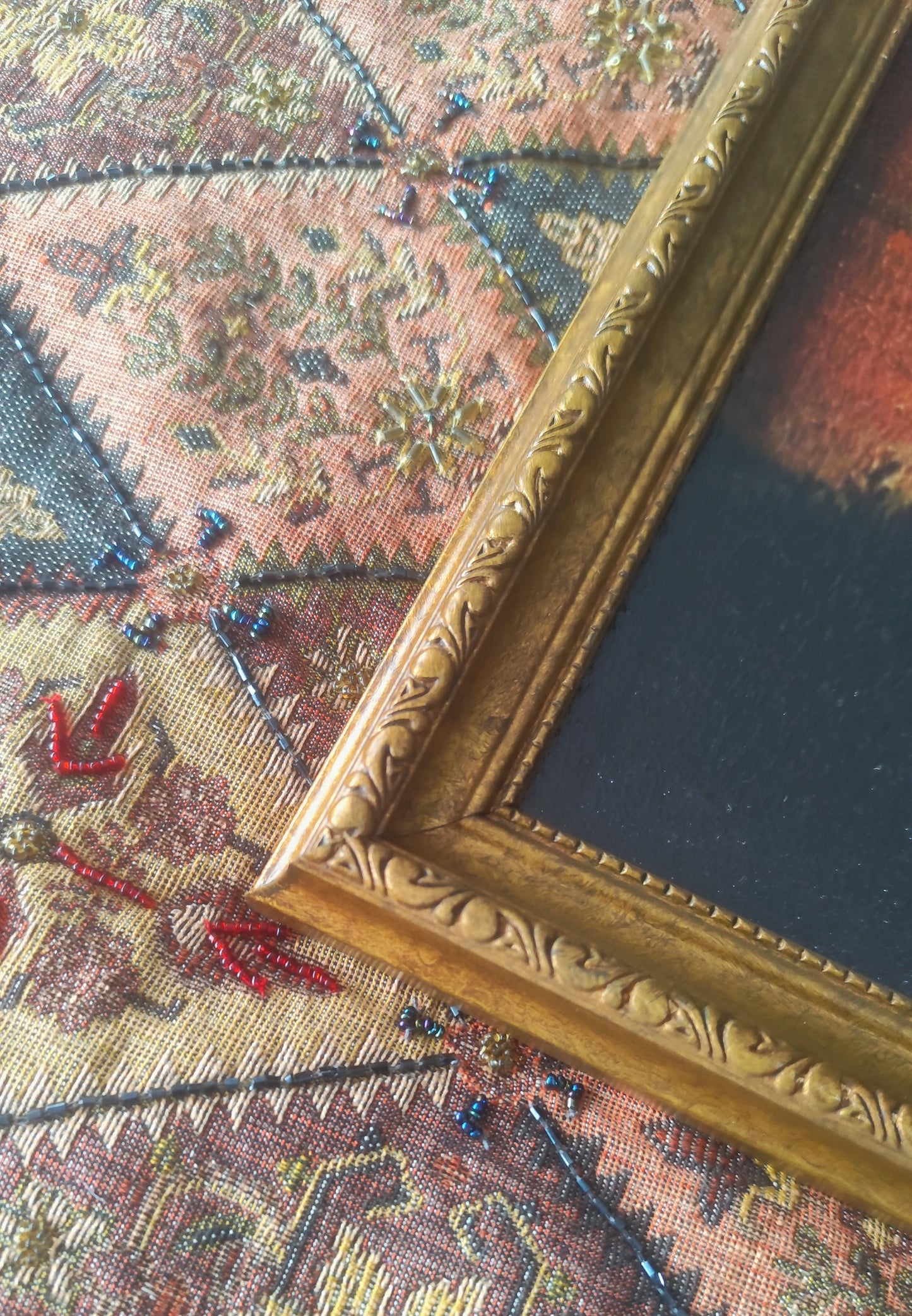 (2) Large Castle Painting in Antique Style Frame