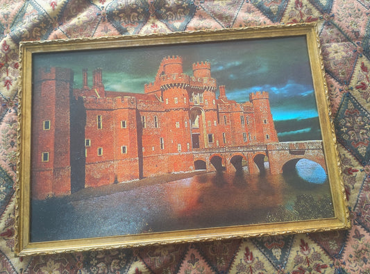 (1) Large Castle Painting in Antique Frame