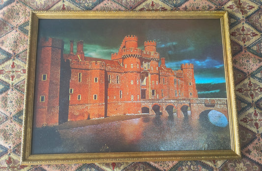(2) Large Castle Painting in Antique Style Frame