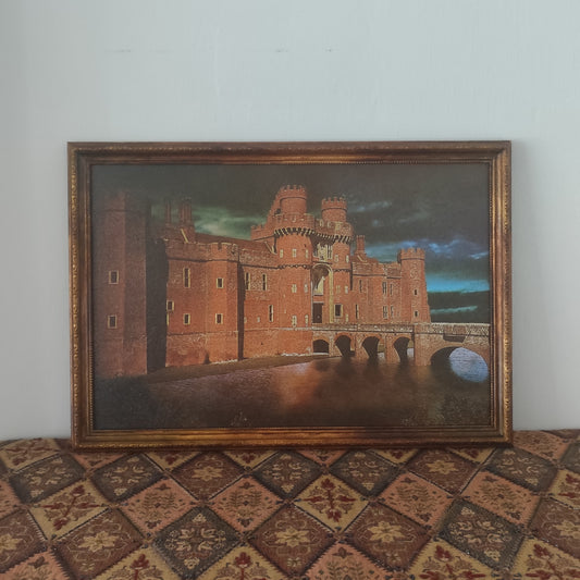 Smaller Large Castle Painting in Antique Frame